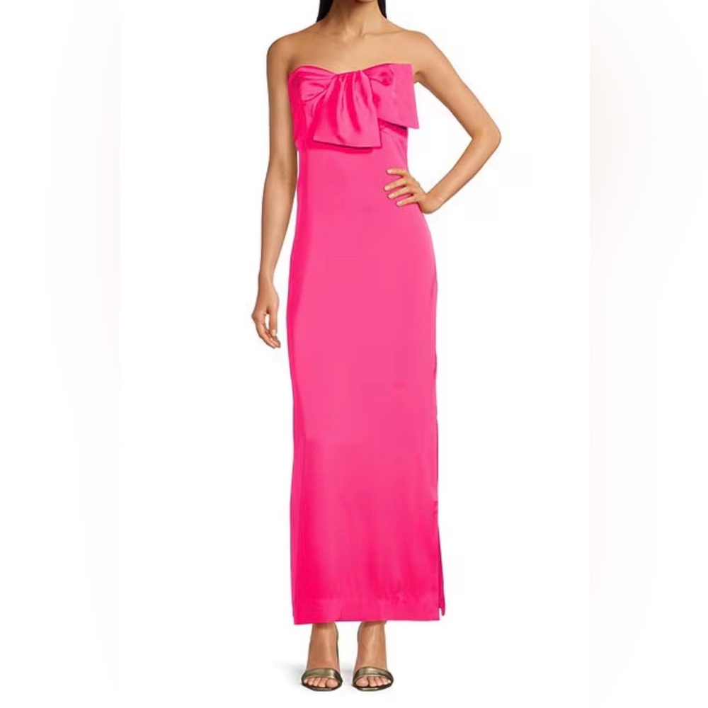 Lilly Pulitzer Carlynn Satin Bow Strapless‎ Side Slit Maxi Dress